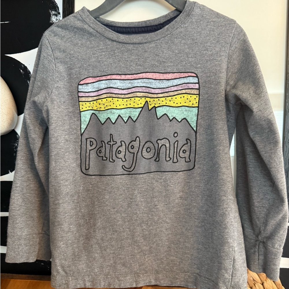 Patagonia Kids Long Sleeve Graphic Tee Gray Size 4T